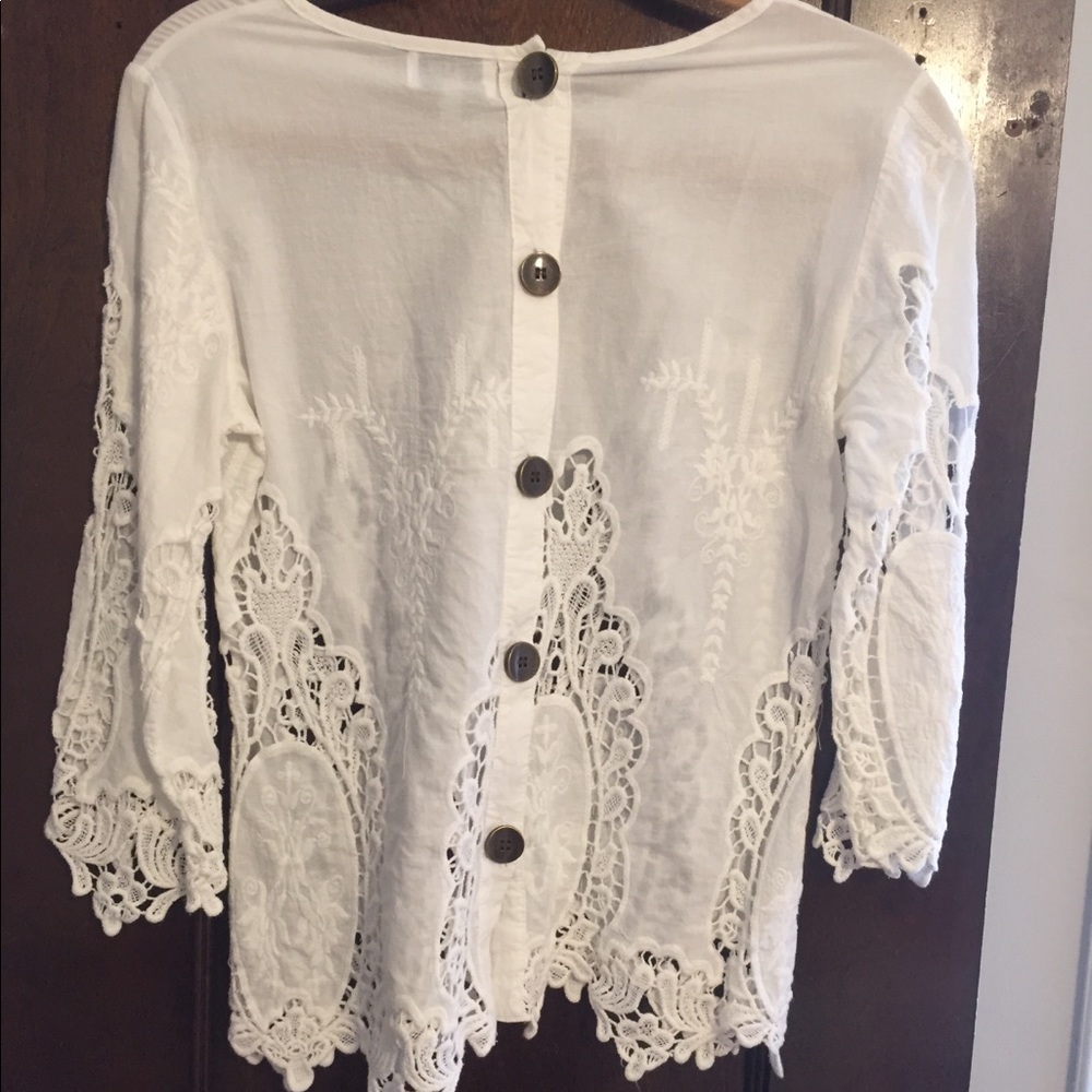 Button back sheer top